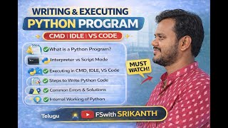 Writing & Executing Python Program | Interpreter vs Script Mode | Python telugu 2026 | python 2026