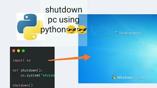 Shutdown your system using python code🔥🔥| python trick to shutdown your system #python