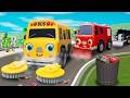 Wheel On The Bus Go To Town | Clean Up Time & Happy Vehicles| Nursery Rhymes & Kids Songs - Baby Car