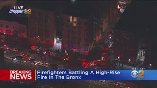 Firefighters Battling Building Fire In The Bronx