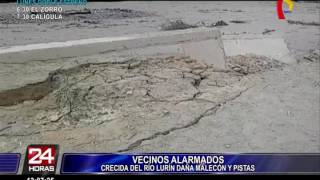 Cieneguilla: crecida del río Lurín daña malecón y derriba muro de contención