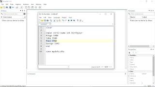 Input simple datasets into Stata