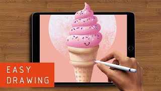 HOW TO DRAW CUTE ICE CREAM: EASY DRAWING WITH PROCREATE (SATISFYING)