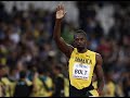 Usain Bolt, the fastest man in history, runs his last 100m dash