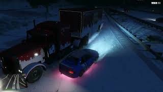 Grand Theft Auto V replay: The Christmas Semitruck! DROPS PRESENTS.