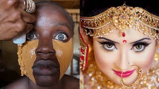 Black Girl Got Transformed Into Indian Bride 😱😳🔥 Makeup Transformation 💉 Cirurgia Plastica 😳✂️