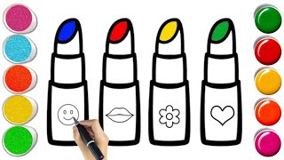 Lipstick Drawing, Coloring and Painting for Kids | Makeup drawing for Kids and Toddlers 2
