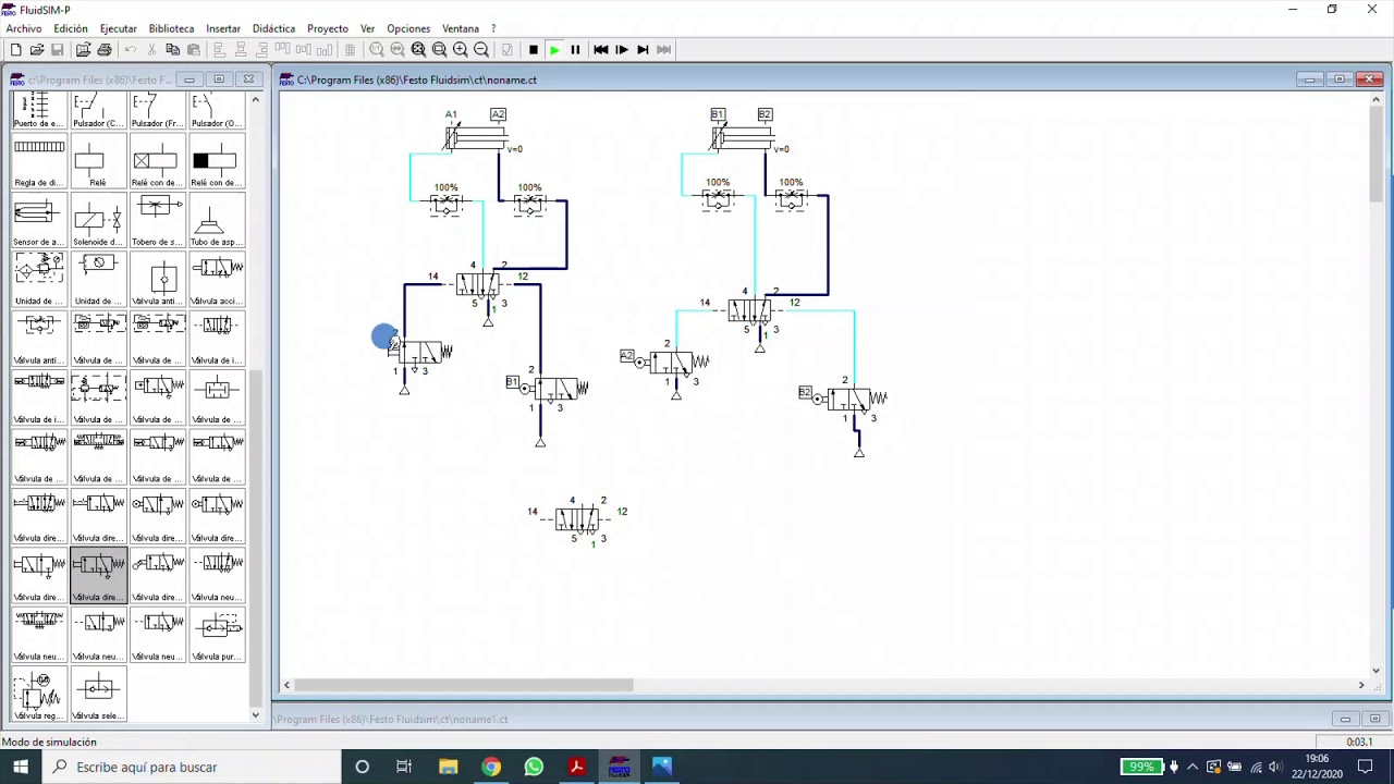 Práctica Con FluidSim A+ B+ B- A- - YouTube