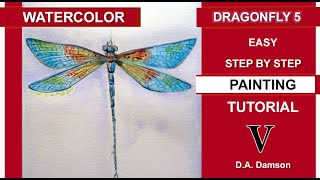 Watercolor Tutorial of a Dragonfly part 3, Easy Painting