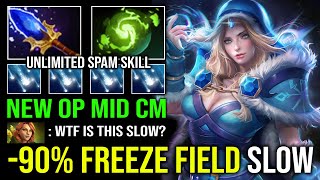 WTF -90% Walking Freeze Field Slow Solo Mid Crystal Maiden with Full Aghanim BKB Dota 2