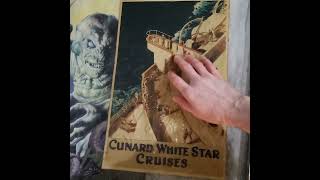 Washing and restoring a vintage 1930s Cunard White Star lines poster.