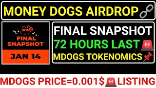 📌MONEY DOGS AIRDROP🔗14 JANUARY🚨MDOGS TOKEN CLAIM+LISTING☑️TOKENOMICS+PRICE 0.001$💯 #blum #paws #seed