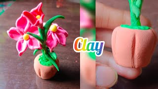 Easy clay flowers pot ll Making clay flowers ll clay crafts ll super DIY clay making ll