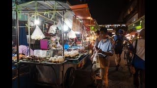 [4K] พาชมบรรยากาศตอนค่ำ เดินชมแหล่งของกิน ที่แฮปปี้แลนด์ ย่านบางกะปิ