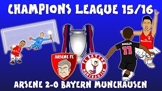 Arsenal 2-0 Bayern Munich (Champions League 2015/16 parody highlights and goals Ozil Giroud Costa)