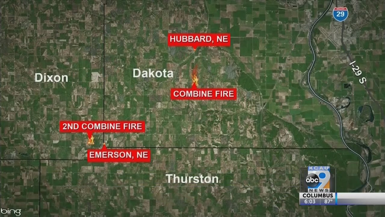 Crews Tackle Two Combine Fires In Northeast Nebraska - YouTube