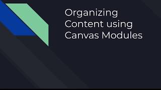Organizing Course Content in Canvas Modules