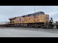 union pacific intermodal train with 2 kcs leading and dpu in the middle