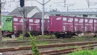 貨物列車どうしの追い越しシーン＠岩沼駅