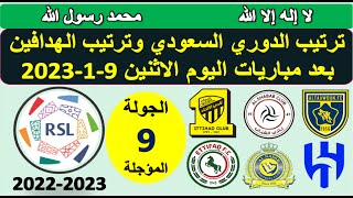 ترتيب الدوري السعودي وترتيب الهدافين ونتائج مباريات اليوم الاثنين 9-1-2023 مؤجلات الجولة 9