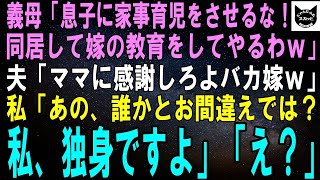 【スカッとする話】突然現れた義母「家事育児を息子にさせるな！同居してうちの嫁として教育してやる！」マザコン夫「そうだそうだ！」私「あの、誰かと間違えてません？私、独身ですよ」「え？」【修羅場】