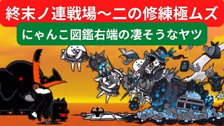 【にゃんこ大戦争】終末ノ連戦場〜二の修練極ムズ【超激レア】にゃんこ図鑑の右端の凄そうなヤツで攻略♫