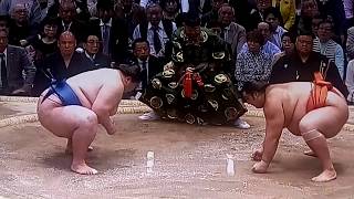 【1分を越える大熱戦】逸ノ城 vs 魁聖 2018年大相撲春場所10日目 20180320