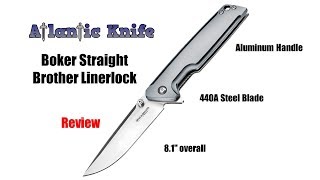 Boker Straight Brother Folding Knife Review (Wood \u0026 Aluminum Handle) | Atlantic Knife Reviews 2019