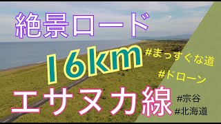 北海道【エサヌカ線】原野のなかの16kmまっすぐな道 夕暮れの絶景ロード 2021 Straight road Esanuka Hokkaido Japan Drone