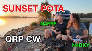 Becky's Sunset CW POTA Activation  |  QRP Ham radio on a Straight Key