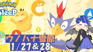 ポケスリ配信🌙1/27＆28 朝 睡眠リサーチ　連発！スキルウィーク　ウノハナ雪原