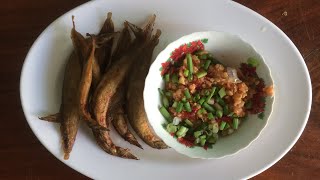 How To Make Yummy Fry Fish Marinate របៀបធ្វើចៀនត្រីឆ្លូញប្រឡាក់ជាមួយបុកក្រសាំង