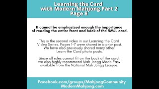 Part 2 Mah Jongg! Learn the NMJL Card with Modern Mahjong for All Levels of Players