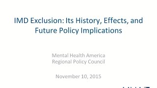 WEBINAR: IMD Exclusion: Its History, Effects, and Future Policy Implications