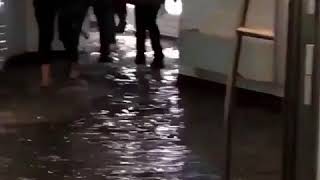 The Paris subway metro floods following torrential rainfall across the city