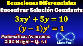 Calcular soluciones Constantes de las Ecuaciones Diferenciales - Matemáticas Avanzadas ingeniería