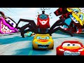 The Best Moments of Lightning McQueen's Epic Escape from Giant Spider-like Monsters in Beamng Drive