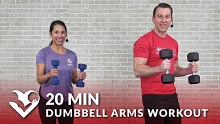 20 Minute Dumbbell Arms Workout at Home for Women & Men - Biceps Triceps Arm Workout with Dumbbells