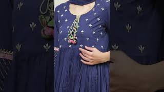 ANARKALI - ANARKALI DRESS - BLUE COTTON ANARKALI SUIT SET