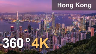 Hong Kong. City of Skyscrapers. Aerial 360 video in 4K