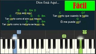 Como Tocar Dios está aquí/Piano Tutorial Fácil/Melodía Letras Y Acordes Yahir Cortés.
