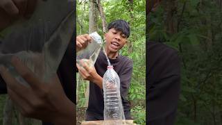 Survival skills: easy way to transfer water to bottles🍾 #camping #survival #bushcraft #outdoors