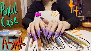 PENCIL-CASE ASMR - rummaging, writing, gripping, scratching, tapping and MORE! ✍️📝(No Talking)