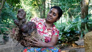 I make delicious food for children from purple yams from my garden  .village kitchen recipe