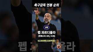 전세계 축구감독 연봉 Top 10...2위 펩 과르디올라, 1위는?