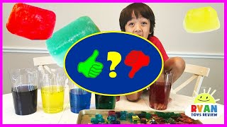 GIANT COLOR ICE CUBE Science Experiments for Kids to do at home orbeez like with Ryan - Video Review