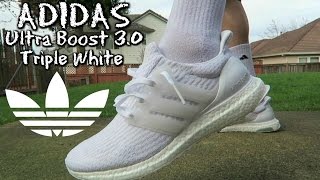 ultra boost 3.0 triple white on feet