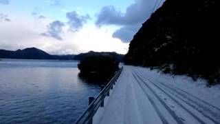 世界遺産の島　長崎県　新上五島町　2016　１月の降雪　桐教会へと向かう道