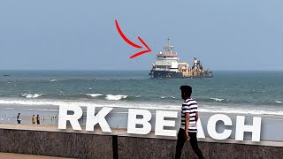 #Vizag big ship near to rk beach. VIZAG  R.K  BEACH🏖 big ship🚢🚢🚢  🏖