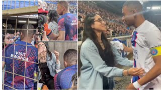 😱 Kylian mbappe hit a fan in the face with a ball & he went to check up on her, gifted her a jersey